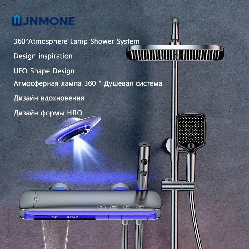 Villa Bathroom Shower Set 360 ° Atmosphere lamp Grey Shower System Piano Keys Bathtub Hot and Cold Waterfall Brass Shower Faucet solar outdoor garden light up and down glowing atmosphere wall lamp courtyard street landscape garden decorative light