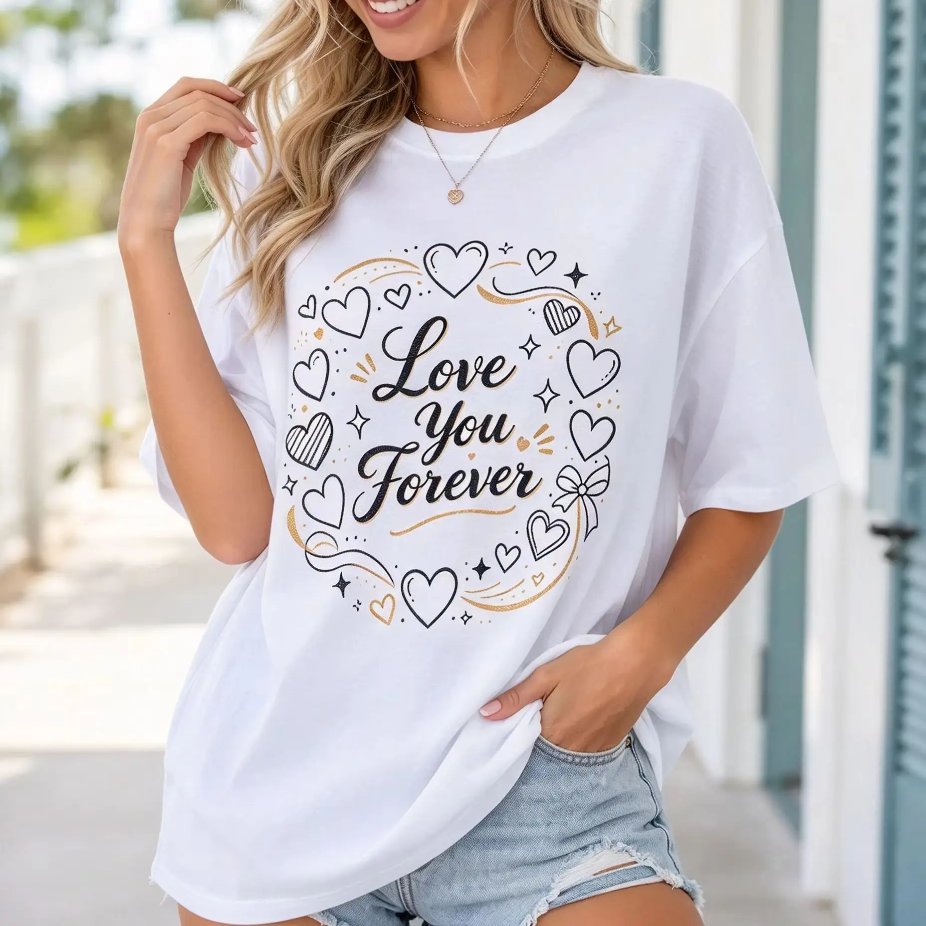 Love You Forever Heart Wreath Letter Graphic T Shirt Women Romantic Valentines Casual Short Sleeve Ladies Tops