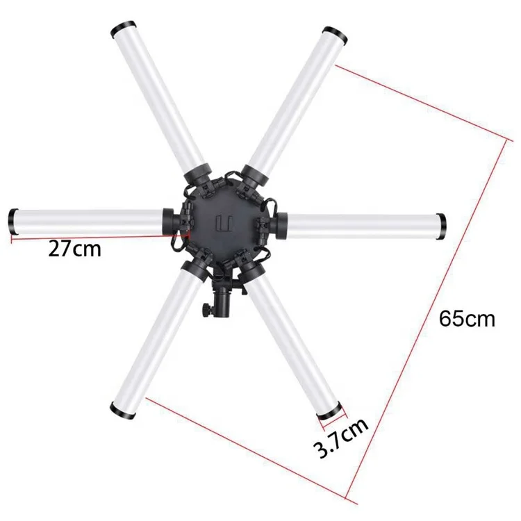 Beauty and Hair Equipment Six-Arm Mobile Phone Ring Light LED 55w Bi-Color 3200-5600K Nail Charging Light
