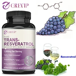 Trans-Resveratrol Capsules 1500mg - Supports Brain Function, Heart, Skin Health, Anti-aging, Antioxidant