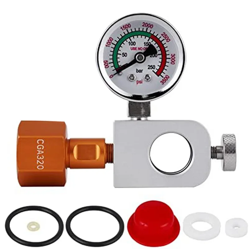 CO2 Refilling Adapter with 3500Psi Pressure Gauge, Soda Terra Co2 Refill Adapter for Filling Soda,Art Pink Soda Cylinder