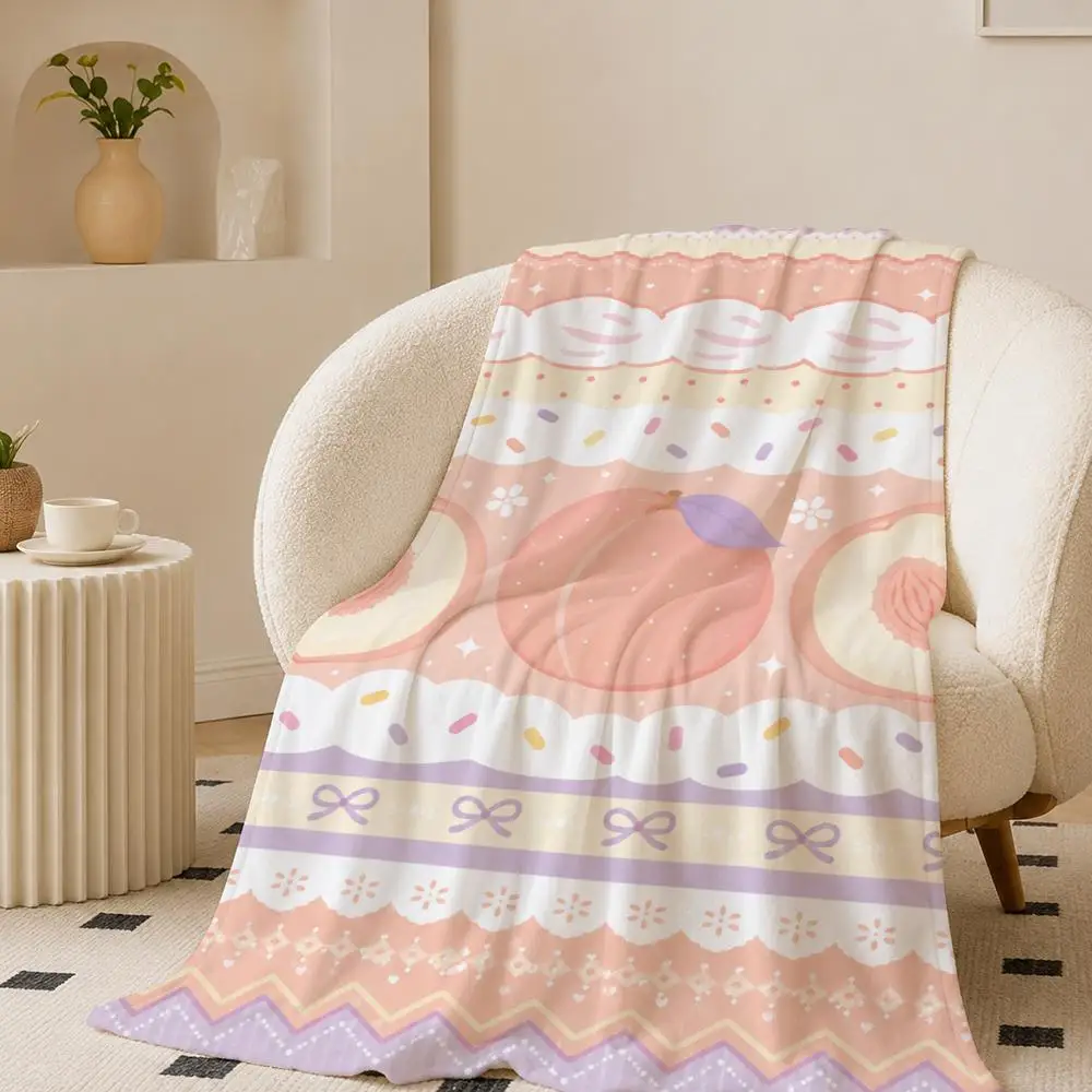cake Cute Fun Pastel Heart Art Throw 240g flannel blanket, suitable for sofas, beds, offices, exquisite gift blankets