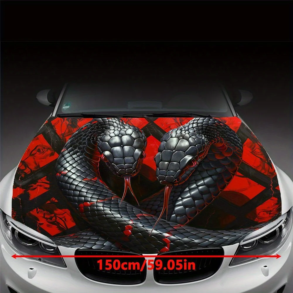 Evil Black Cobra Car Hood Wrap - PVC Material, Gift For Car Enthusiasts, Fits Trucks & Cars, Custom Vehicle Bonnet Wrap, Sun Pro