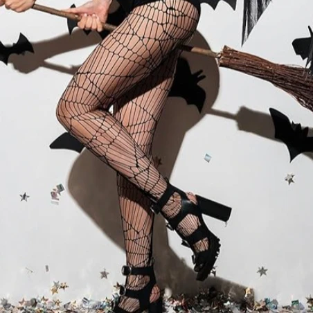 Imagen 2 del producto Medias Mujeres pantimedias negras de cintura alta Medias de Halloween Medias de red ropa de Navidad Medias sexis para mujer