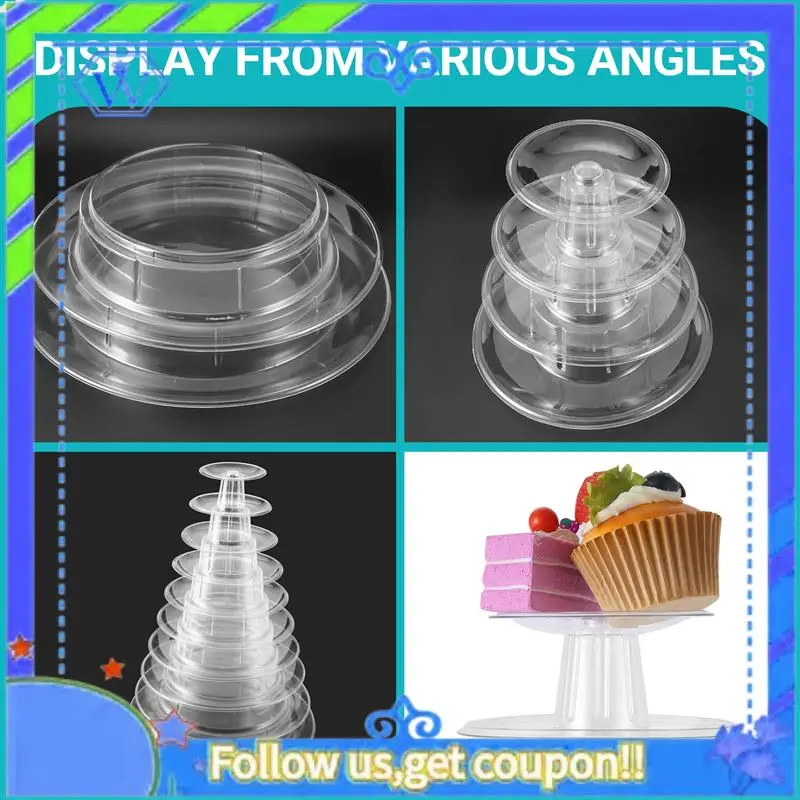 

Easy To Use 10 Tier Tower Macaron Macaron Display Stand Round Cake Stand PVC Tray Birthday Wedding Display Rack Cake Decorating