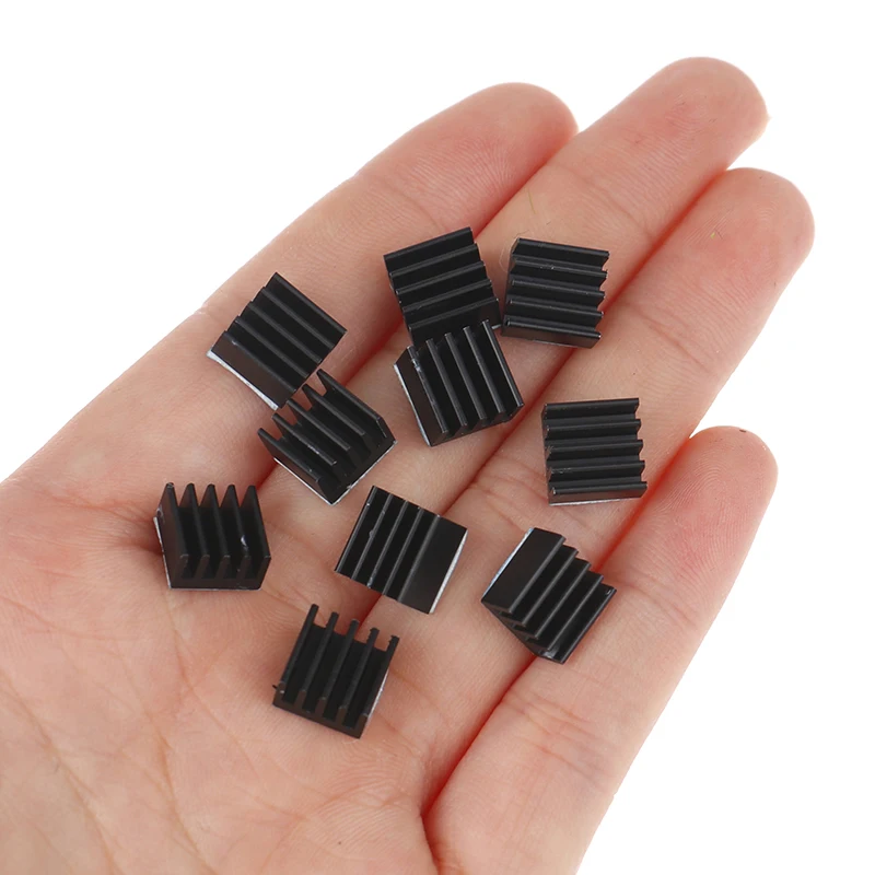 10pcs Aluminum Routing Black Heatsink 8.8x8.8x5mm Chip Cooling Radiator for A4988 Chip With Thermal Pad Stick