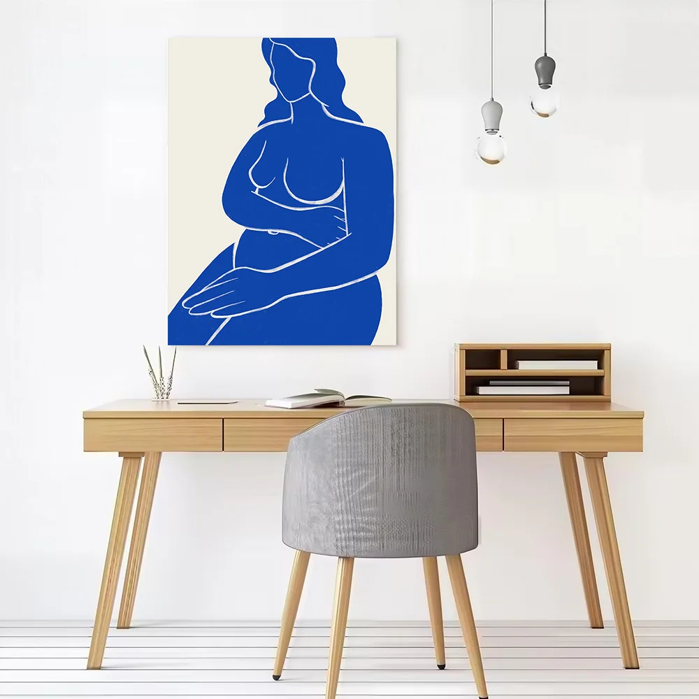 Blue Nude 04 Canvas Poster Customizable Pictures Wall Art Canvas Painting for Modern Home Decoration Ornaments Wand Deko Room