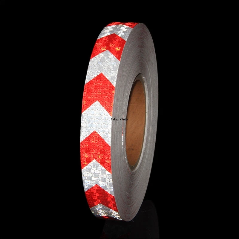 2.5cm*10m Adhesive Bicycle Reflective Tapes Warning Stickers Waterproof Road Safety White-Red Arrow Reflectors MTB Film For Cars