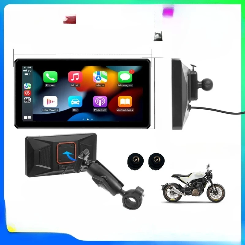 6inch Motocycle Navigation Display Wireless CarPlay Android Auto Monitor Bluetooth Portable Motorcycle Waterproof Screen