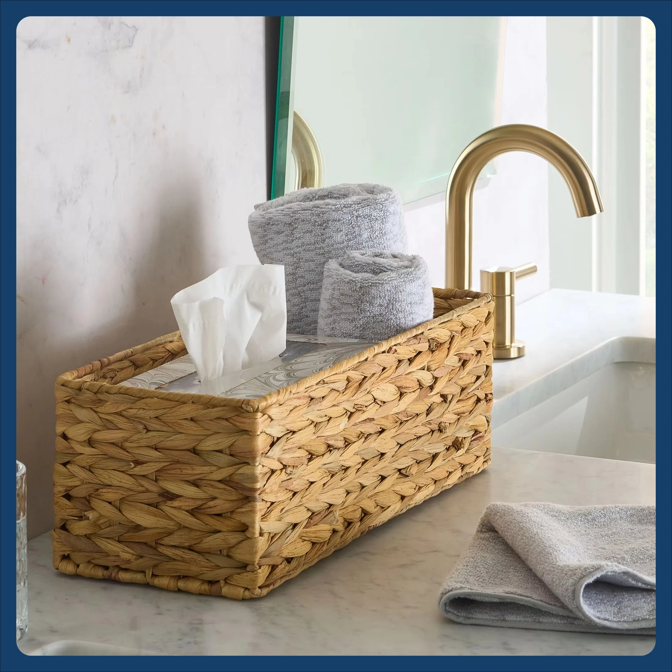 

(4 шт.) Коричневые корзины для хранения из гиацинта. Тканые многофункциональные контейнеры-органайзеры для полок, шкафов, кухни и ванной комнаты.