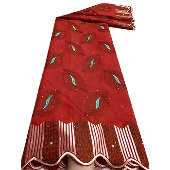 Nigerianischer Baumwoll-Voile-Spitzenstoff mit Steinen, 2025, afrikanischer Schweizer Voile-Spitzenstoff zum Nähen von Frauen, Hochzeit, Party, Kleid