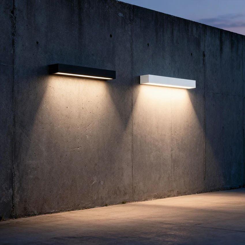 20/30/50cm conduziu a lâmpada de parede à prova dwaterproof água ao ar livre & interior tira luzes parede varanda sinal iluminação pátio jardim arruela parede