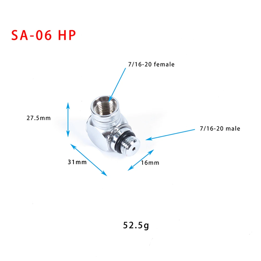 For 360 Degree Rotating Swivel Adaptor for Scuba Diving First Stage Low Pressure and High Pressure Ports Brass Construction