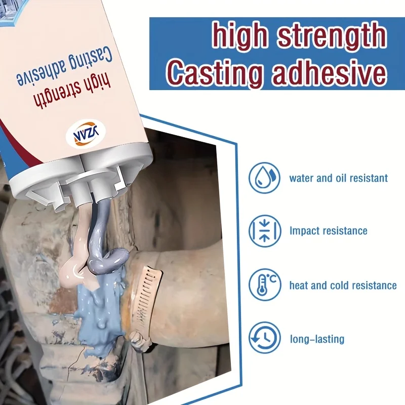 Quick Dry Casting Glue, Fast Curing Ab Epoxy Resin Adhesive, High Strength Adhesive for Metal, Ceramic and Plastic Repair, Casting Glue Repair Tools