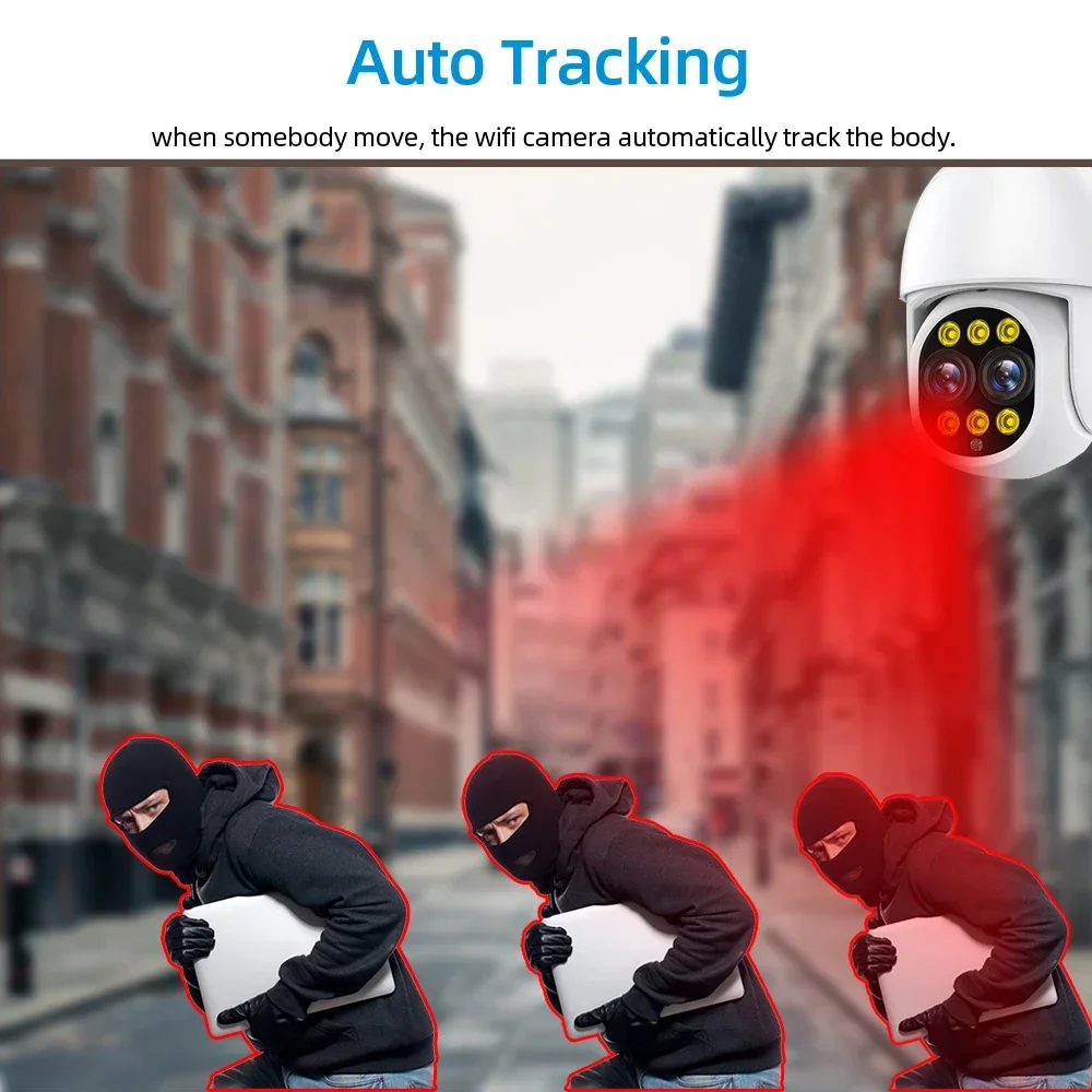 XMEYE 4K 8MP Dual Lens POE PTZ IP Camera Auto Tracking Outdoor 8X Zoom CCTV Security Surveillance Camera Color Night Vision 4MP