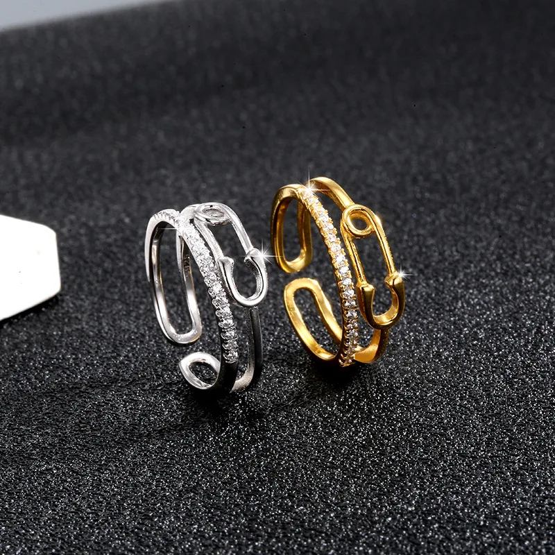 

EUREKA 925 Sterling Silver Rock Design Wear Stacked Zircon Rings for Women Luxury Party Punk Jewelry