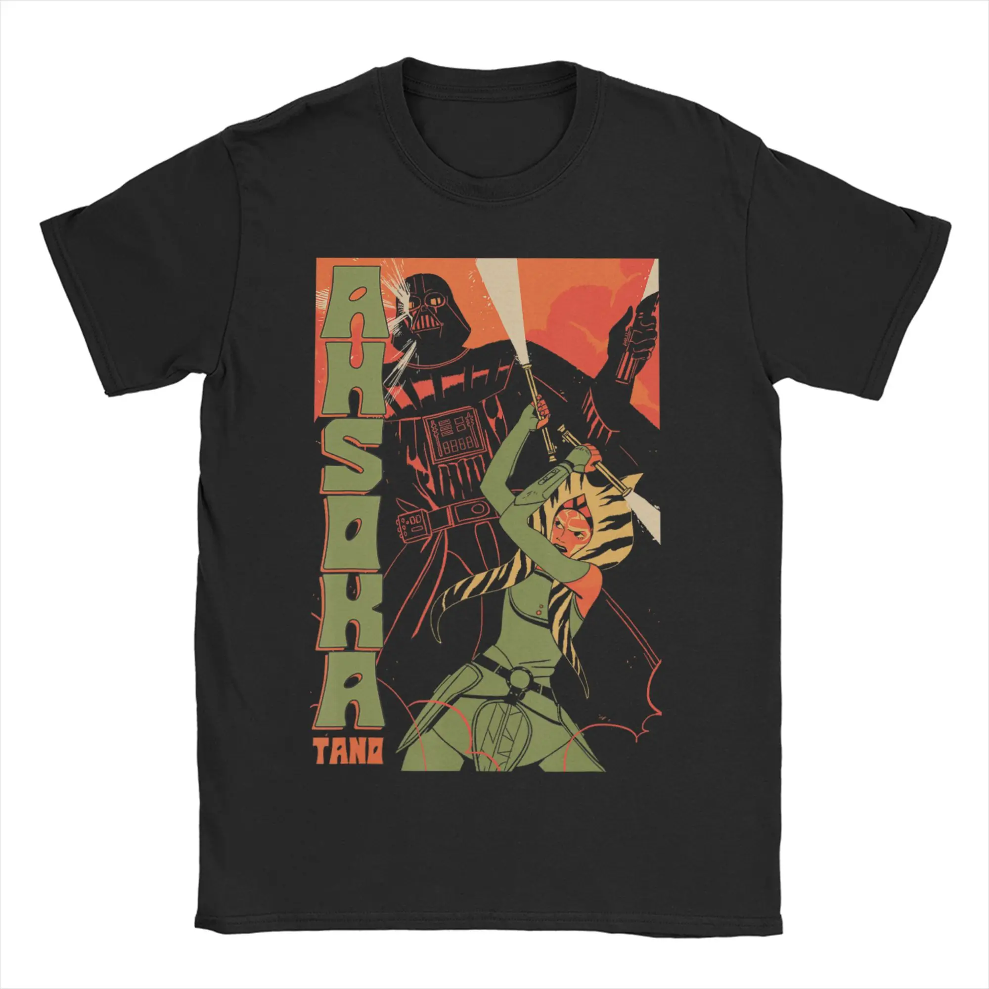 Vintage Ahsoka Tano & Darth Maul Vader Vintage T-Shirt for Men Women Round Neck 100% Cotton T Shirts Short Sleeve Tees Tops
