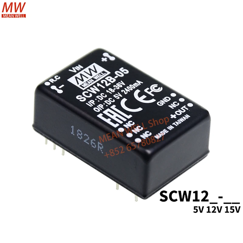 MEAN WELL Switching Power Module 12W DC-DC Regulated Single Output Converter SCW12B-05 SCW12B-12 SCW12B-15 SCW12C-12