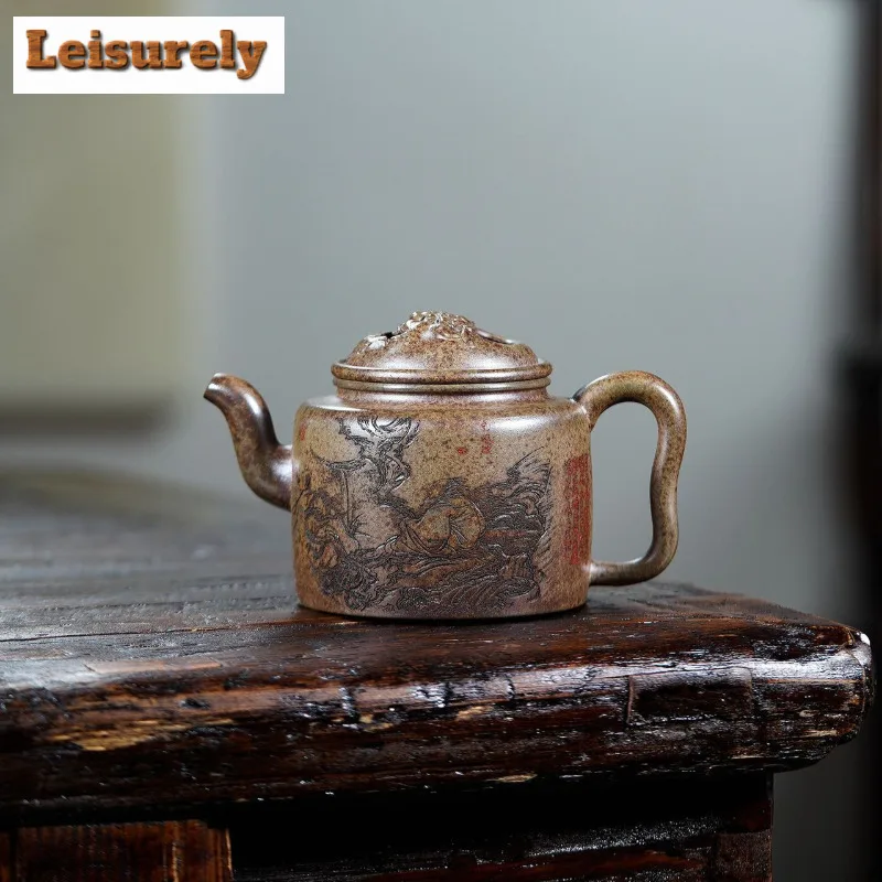 

350ml Boutique Yixing Purple Clay Teapots Handmade Pot Raw Ore Wood-fired Porcelain Mud Tea Maker Kettle Zisha Tea Set Tea Craft