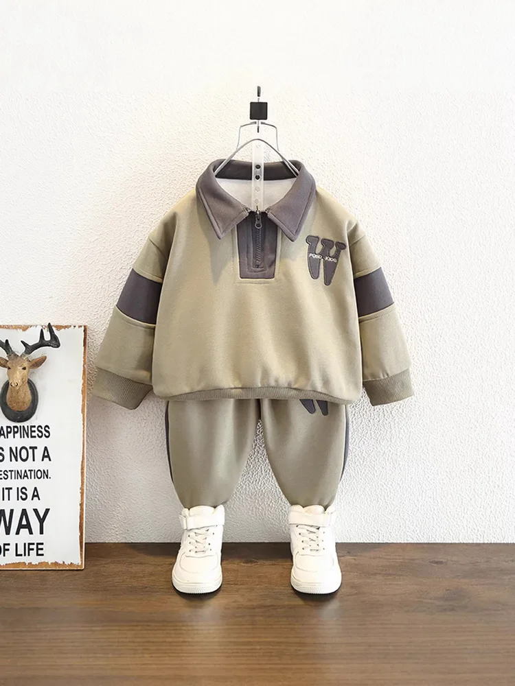 High quality Boys Breathable Knit Sweatshirt+Pants 2-Piece Set Children Outfit Spring&Autumn Boys Toddler Sport Suit 2-11 Years