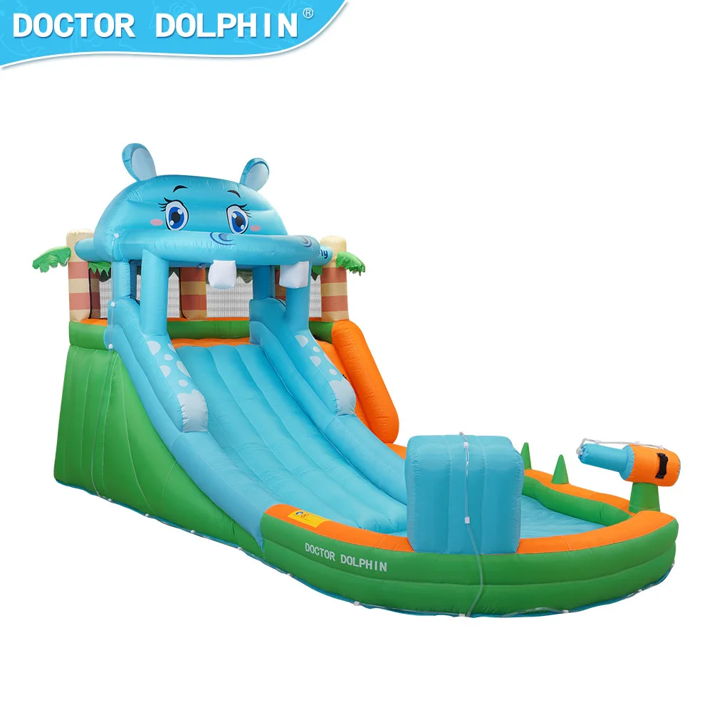 Dokter Dolfijn Opblaasbare Waterglijbaan Met Waternevelpistool Springkasteel Met Blower Kinderen Zomerspeelgoed Met Blower