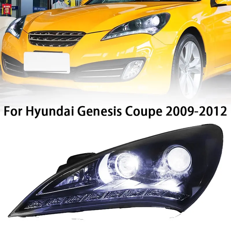 

Head Lamp for Hyundai Genesis Coupe LED Headlight 2009-12 Headlights Genesis Coupe DRL Turn Signal High Beam Angel Eye Projector