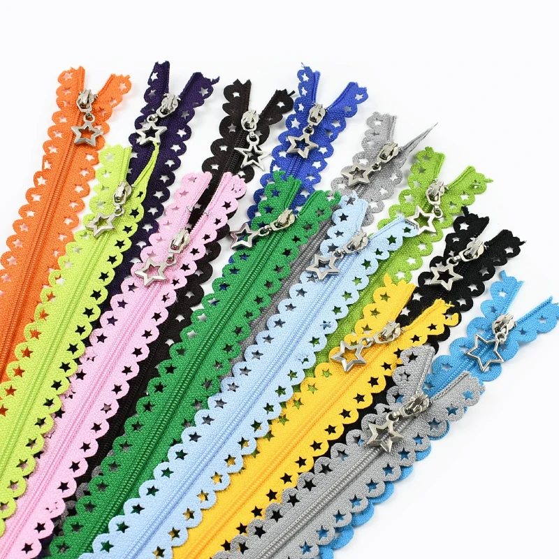 

Meetee 5/10Pcs 3# Colorful Nylon Zipper Close-End Zippers Star Shaped Lace Zip Clothes Easy Repair Zips DIY Sewing Accessories