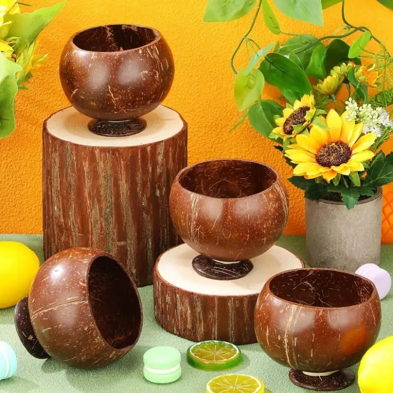 New Natural Coconut Shell Bowl Coconut Bowl Food Container Coconut Cups Hawaii Bachelorette Beach Party Supplies