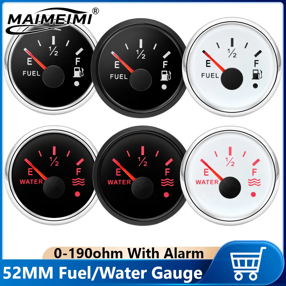 

Waterproof 7 Color Backlight 52MM 0-190Ohm Fuel Level Gauge Water Level Gauge Water Tank Meter Indicator With Alarm For Car Baot