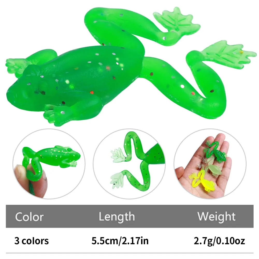 5 pz Wobbler Soft Frog esche occhi 3D Silicone artificiale rana esca per pesce gatto persico Bass luccio attrezzatura da pesca