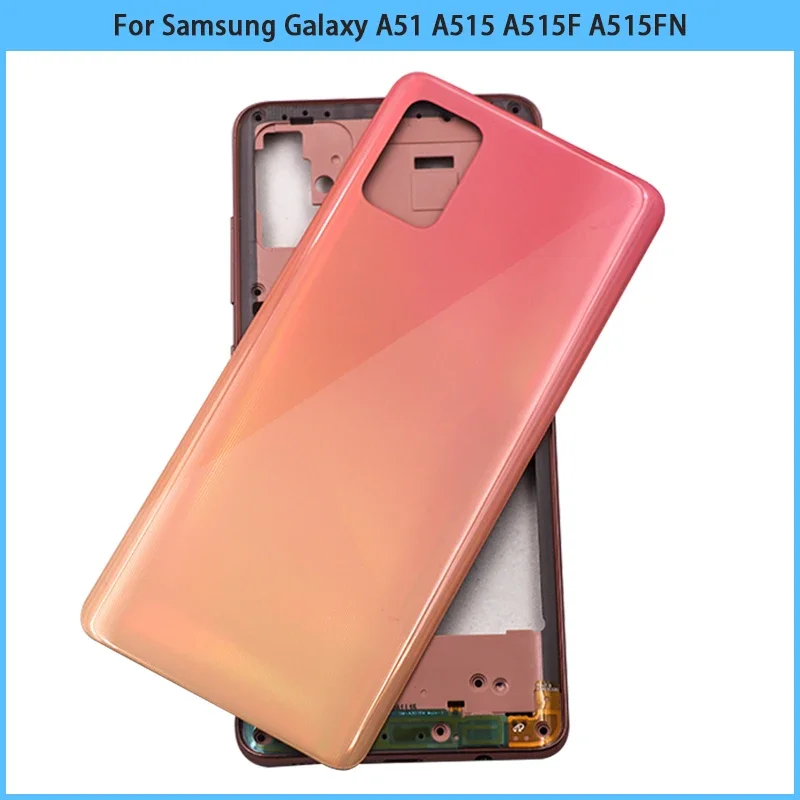 For Samsung Galaxy A51 A515 A515F A515FN Battery Back Cover A51 Plastic Housing Case Middle Frame Chassis Volume Side Key Replac