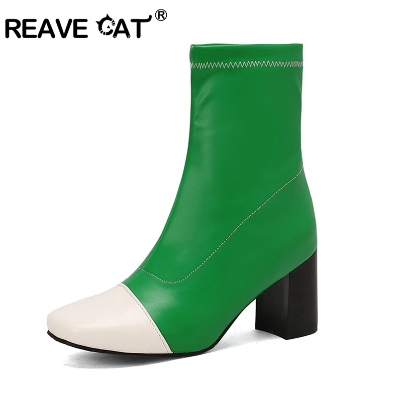 

Женские Ботильоны на каблуке 7,5 см Reave Cat, брендовые белые, черные, желтые ботильоны без застежек с круглым носком, большие размеры 46, 45, 47, 48, US15, US16, US17