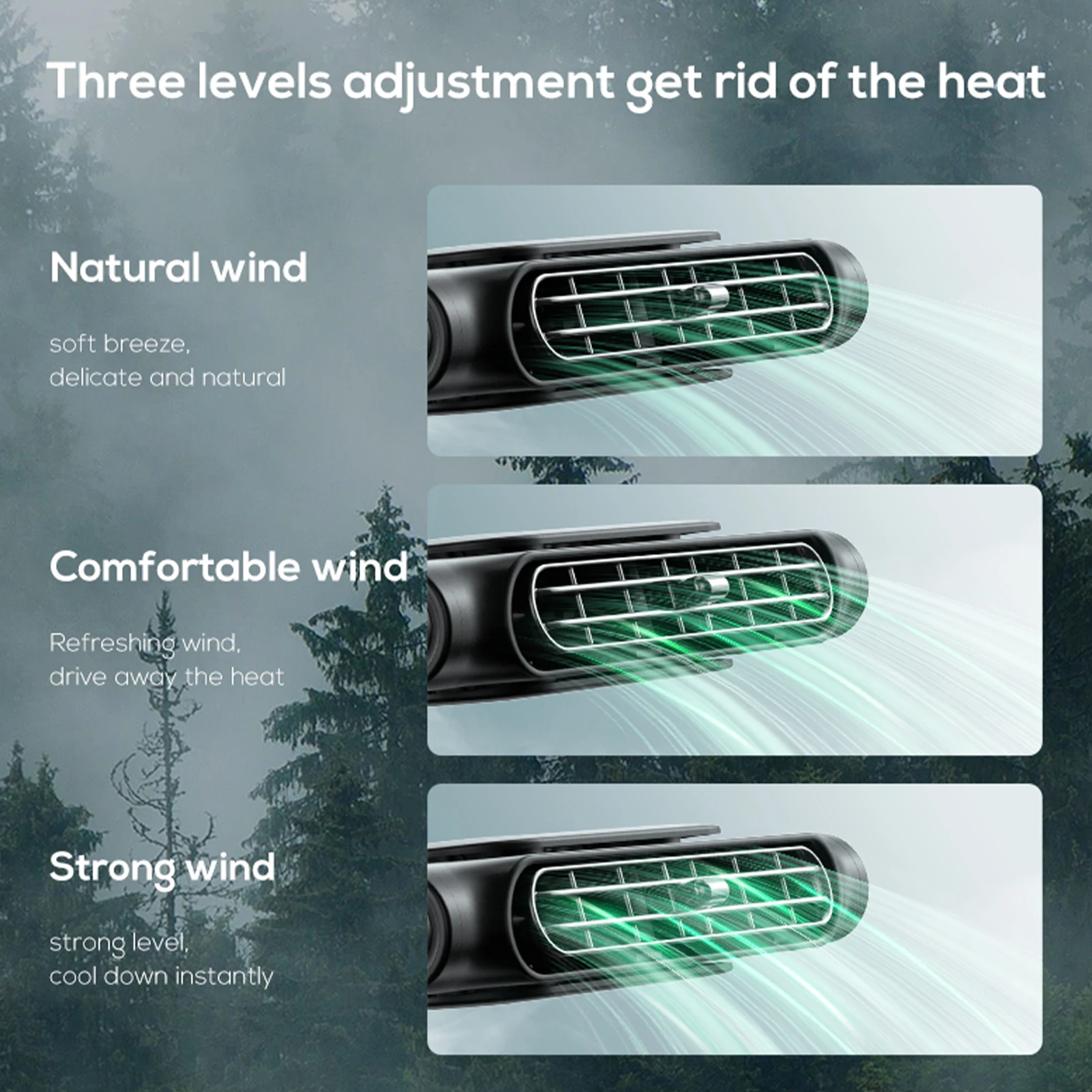 Car Cooling Fan Rear Seat 5V/2A 3-Speed Type-C Charging Headrest Fan Mini Ventilator for Mini Cars, RVs, Sedans, and Trucks view 3