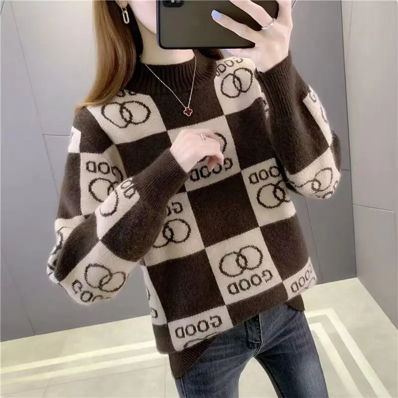 

Women's Clothing Vintage Y2k Knitted Chic Soft Sweater Autumn Winter Pullover O-neck Lazy Sweaters Long Sleeve Tops New