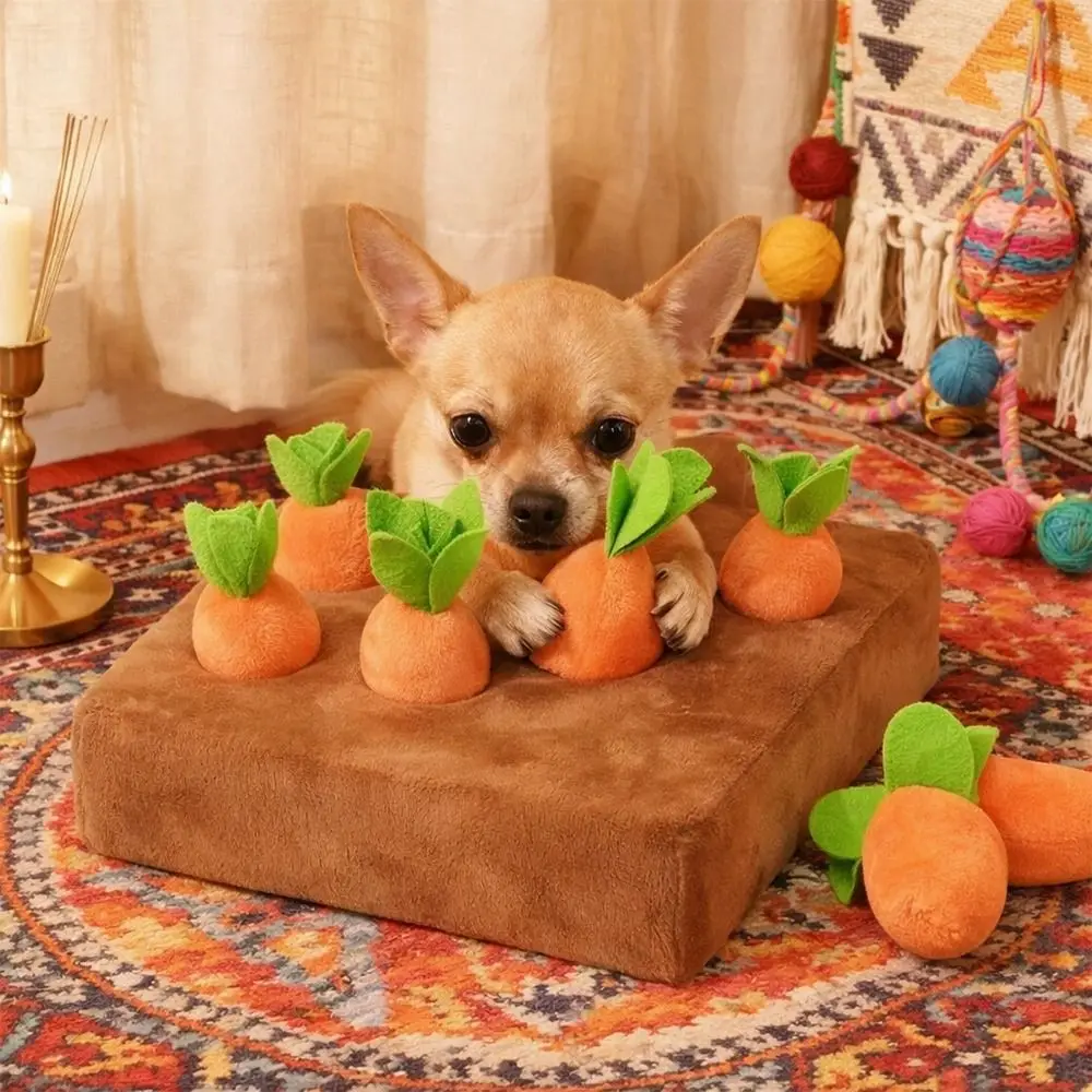 Tapis olfactif anti-stress pour chiens, avec carottes amovibles, pour stimulation mentale, alimentation lente et interactive, jouet à mâcher