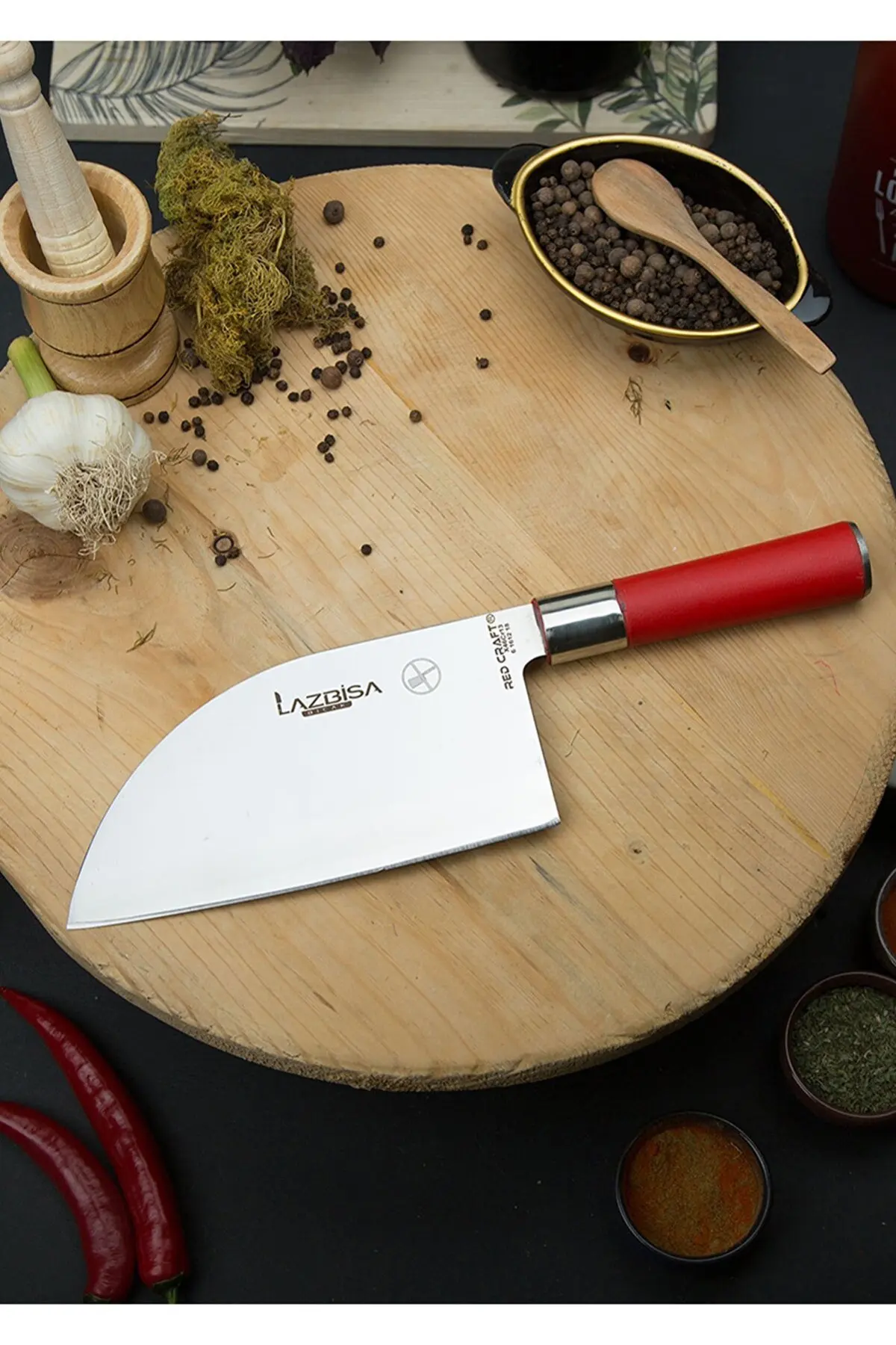 Kitchen Knife Meat Vegetable Bread Fruit Chef Almazan Red Craft Very Sharp Stainless Long Life 2022 Trend Model