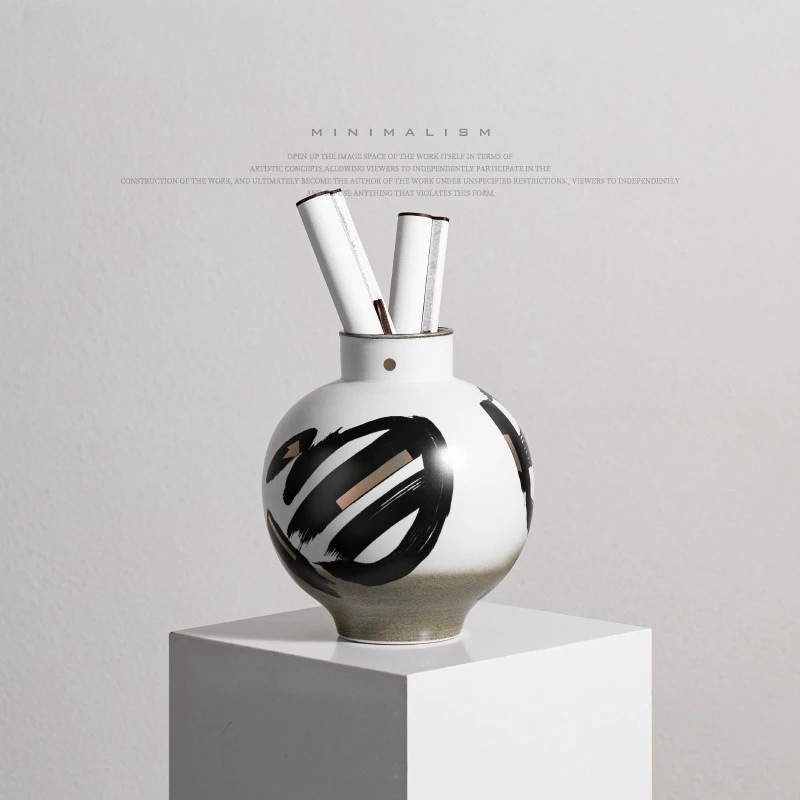 

Creative new Chinese handmade ceramic vase/medieval study tea room storage soft decoration high-end pendulum