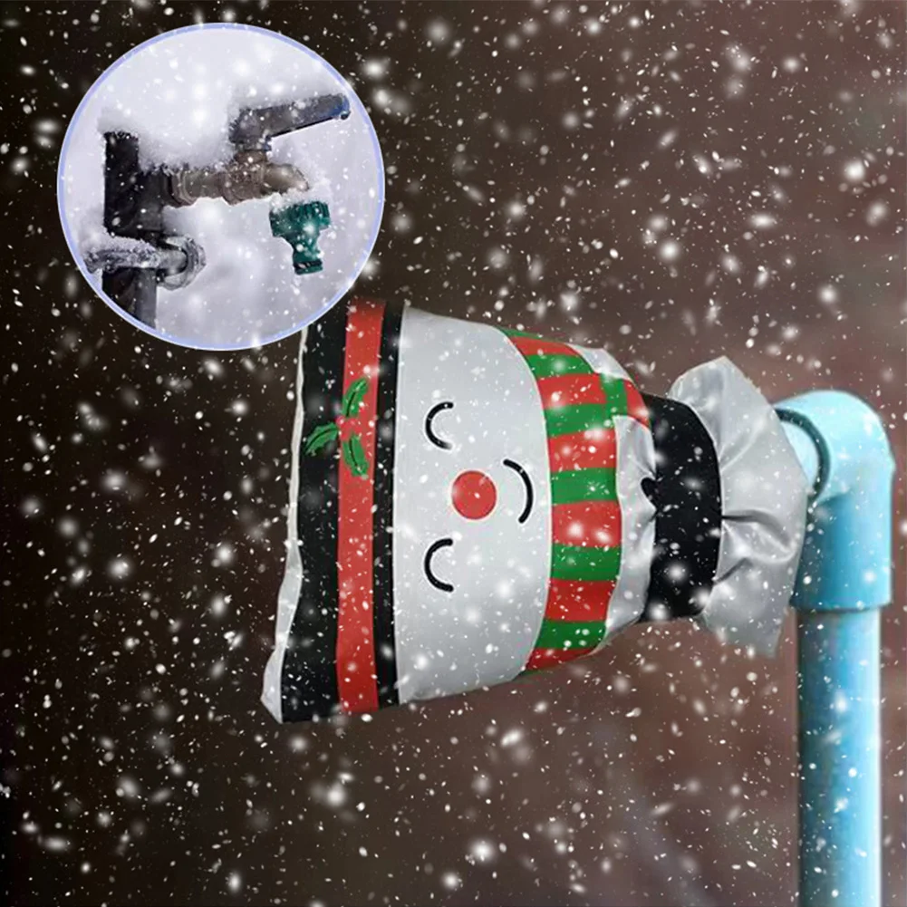 

New Christmas Snowman Outdoor Faucet Cover Waterproof Frost Protection Cover Faucet Sleeves Reusable Faucet Insulation Sleeve