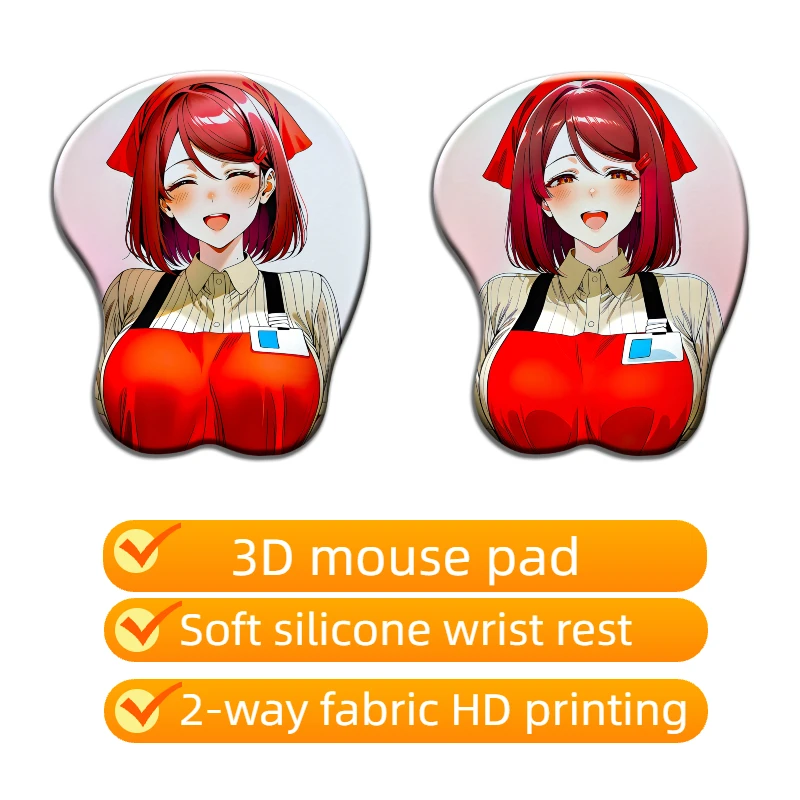 Anime Yamada 3d Mousepad Supermarket Cashier Uniform Girl Silica Gel Wrist Rest Gamer Desk Mat Kawaii Desk Pad Gaming Mouse Pad