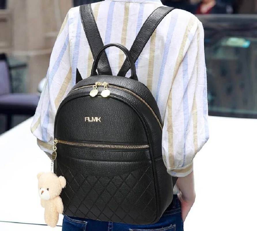 New Fashion High Quality Women Leather Travel Backpack Double Zipper Shoulder Bags for Teenagers Girls Large Capacity School Bag