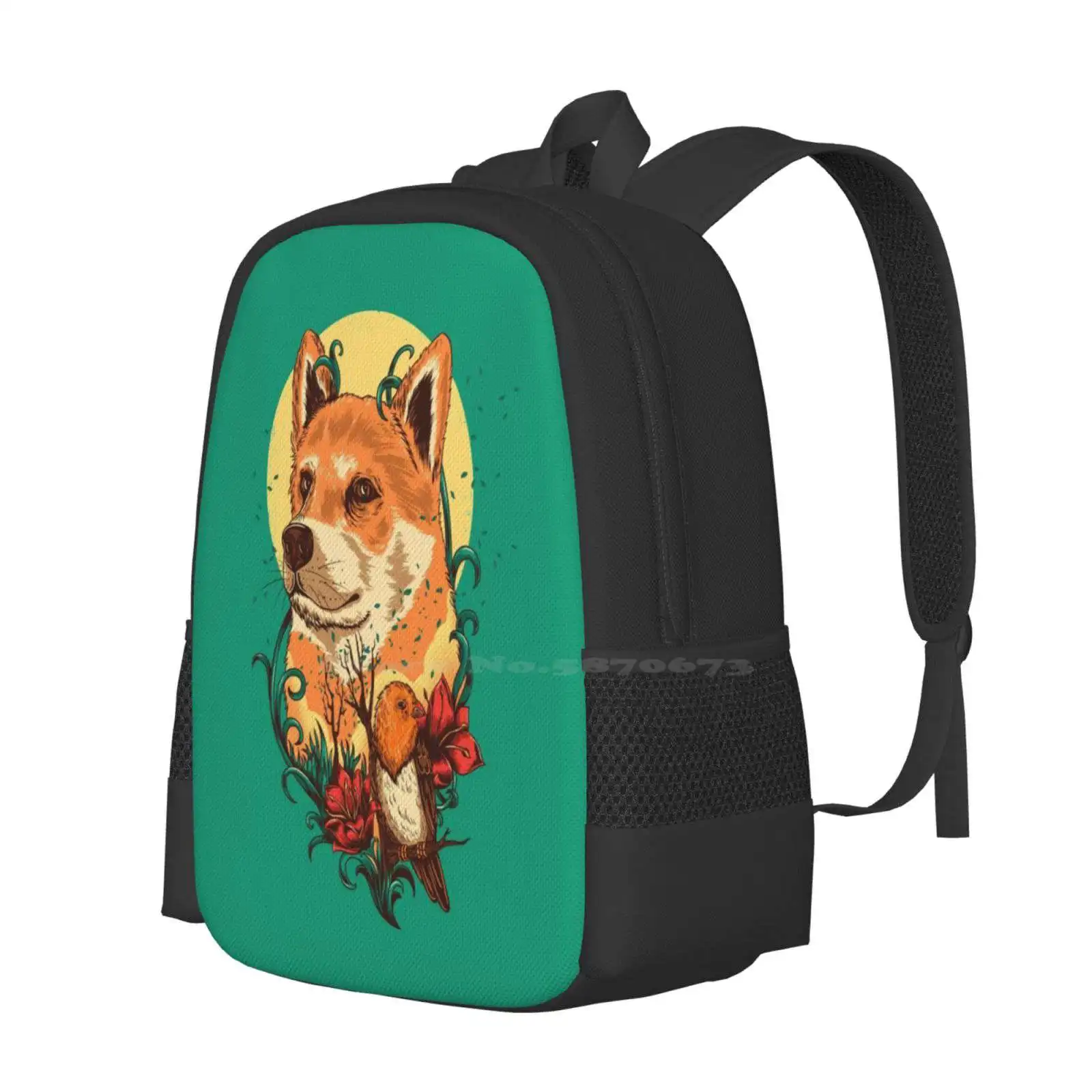 Dog Hot Sale Schoolbag Backpack Fashion Bags Dog Bird Animal Nature Floral