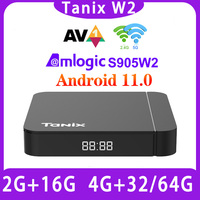 Tanix W2 2GB 16GB 4GB 32/64GB Smart TV Box Android 11 S905W2 2.4G 5G Dual Wifi 100M Bluetooth TVBOX 4K Media Player Set Top Box