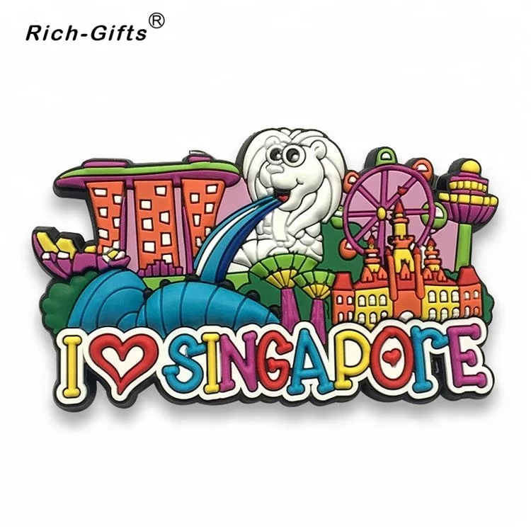 Personalized Wholesales Singapore flag Souvenir PVC Fridge Magnet