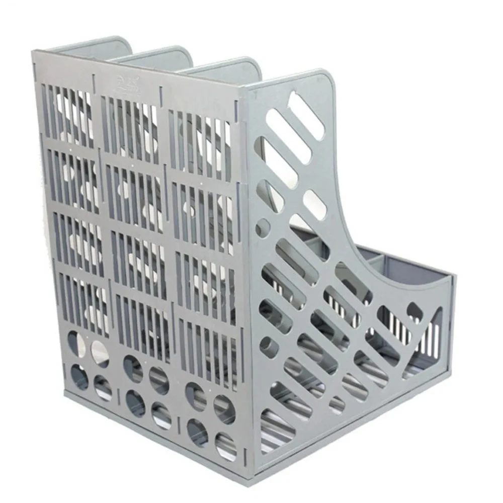 Sturdy PP Desk Organizer 4 Vertical Compartments Sturdy Magazine Holder 3 Compartments Storage Box Bookend Home Organization