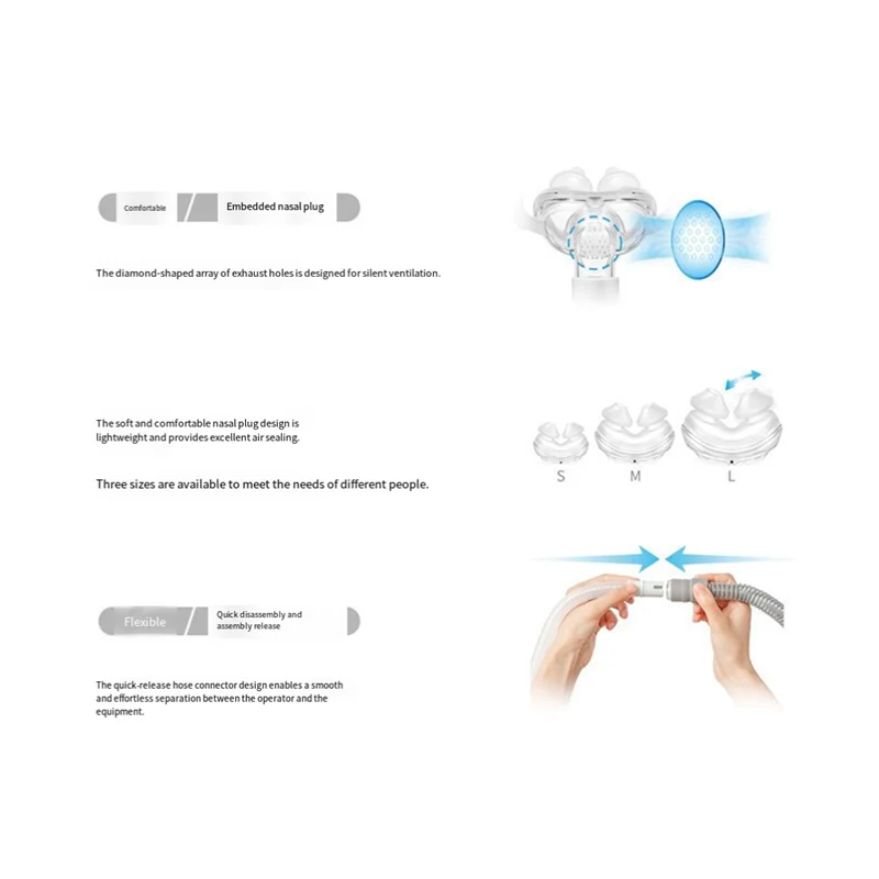 AT05-CPAP Mask Nasal Pillow Case YP-01 Headgear S M L Cushion Sleep Helper Snoring Solution