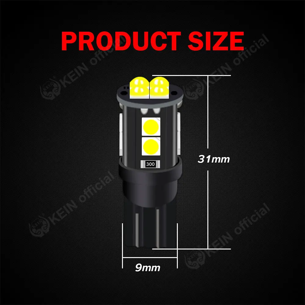 KEIN 10PCS Led Bulb T10 194 License Plate W5W 5W5 168 Interior Reading Door Dome Trunk Position Light Car Signal Lamp Amber
