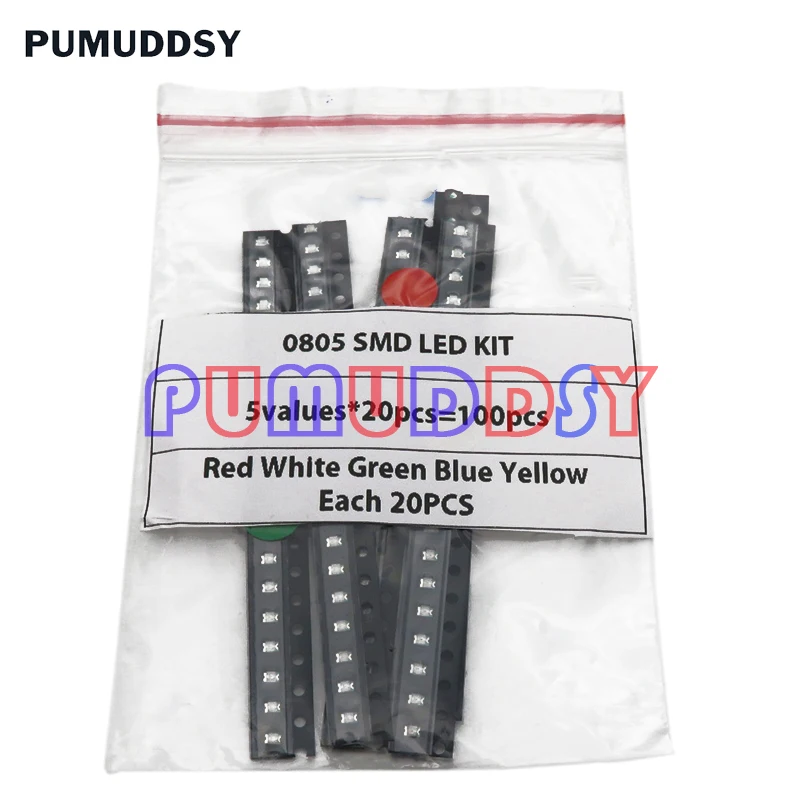 100PCS=5 Colors X 20PCS 5050 5703 1210 1206 0805 0603 LED Diode Assortment SMD LED Diode Kit Green/ RED / White / Blue / Yellow image 3