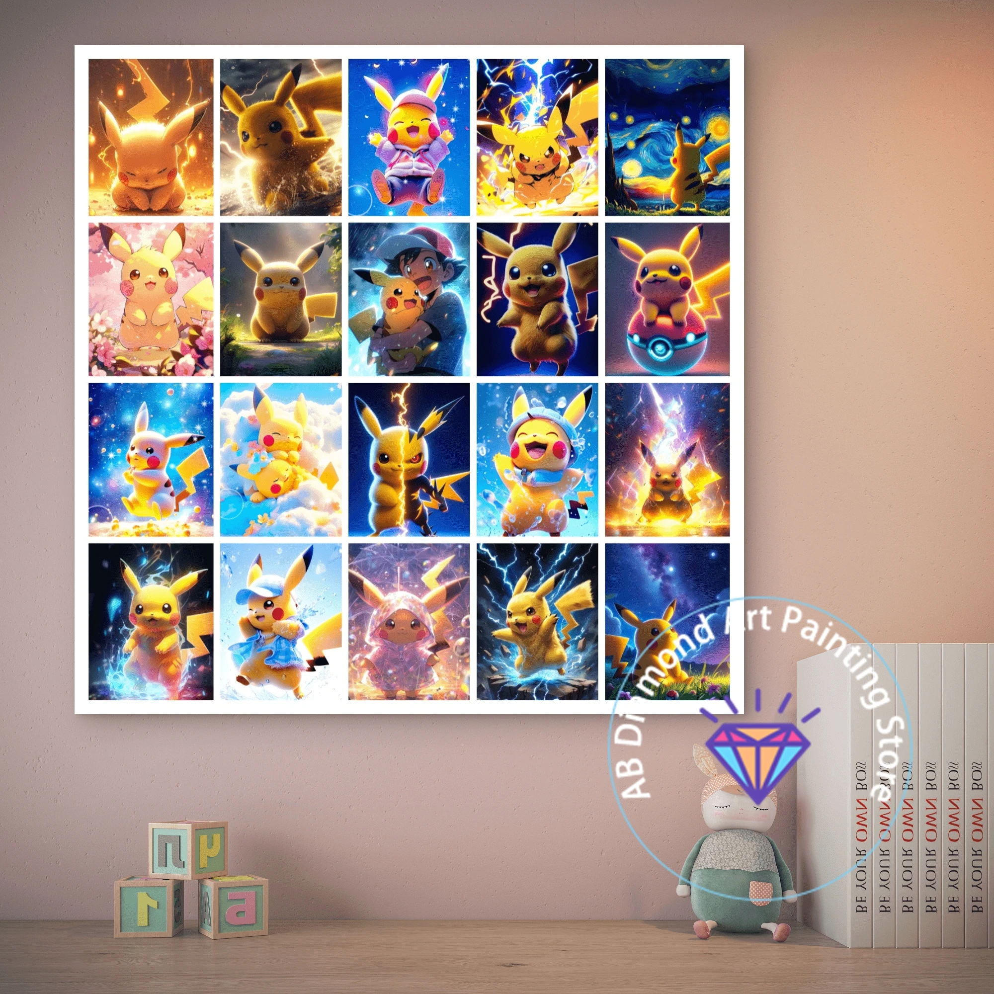 

Pikachu Pokémon AB Diamond Painting Kit 5D DIY Diamond Embroidery Cross Stitch Handmade Art Gift Crafts Home Decoration