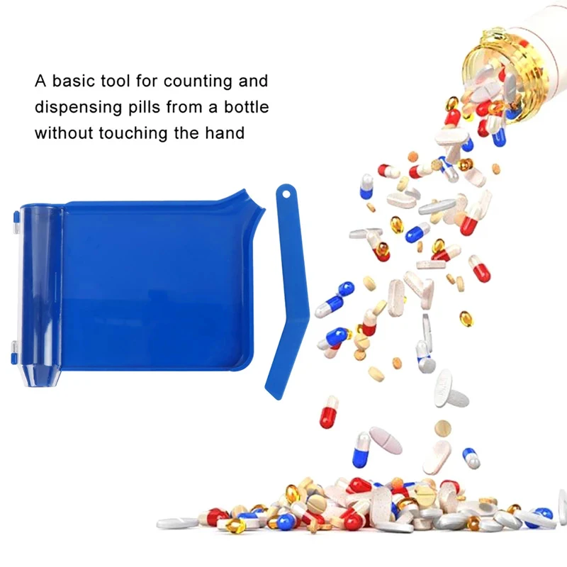 Pill Counting Tray Tablet Counter Dispenser Pills Plate Splitter with Spatula Tool for Pharmacy Technician Doctor Pharmacists D2