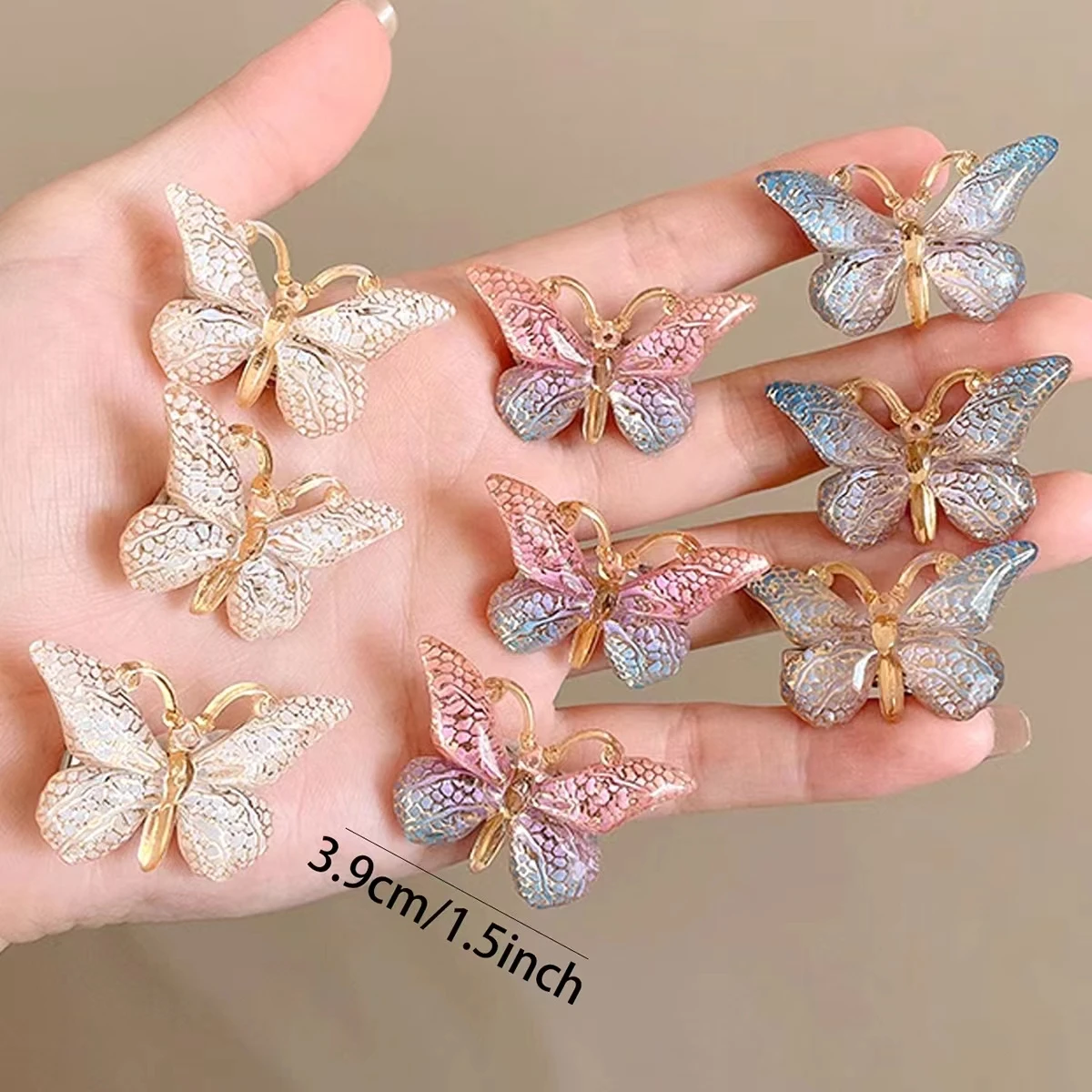 5pcs Sweet Stereoscopic Color Butterfly  Gradient Cute Baby Hairpins Kids Hair Clips Children Headwear Princess Girls Accessori